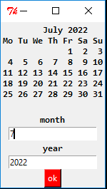 few lines to make python tkinter&nbsp;calendar